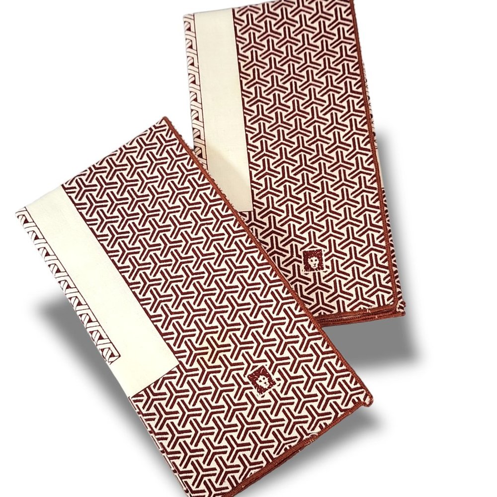 Designer Cloth Napkin Set (2) Anne Klein Beige Wicker